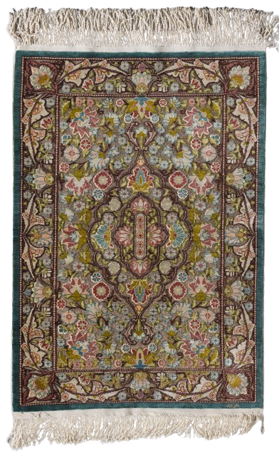 Tyrkisk Hereke silke med gulltråd 90 x 60