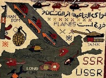 Afghansk kunst teppe "KRIG" 79 x 61