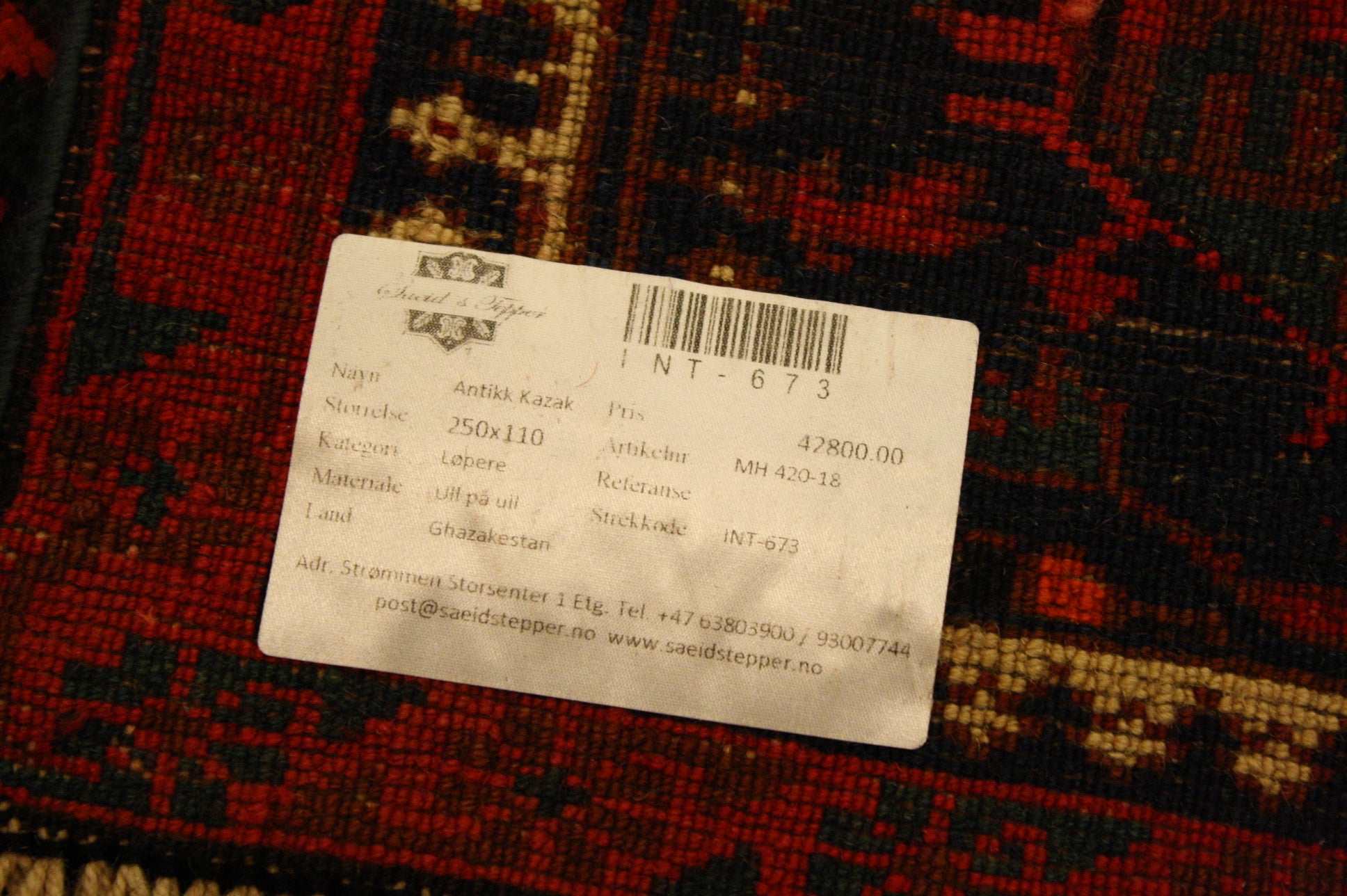 Antikk Kazak -Karabach 250x110 (SAMLEOBJEKT)