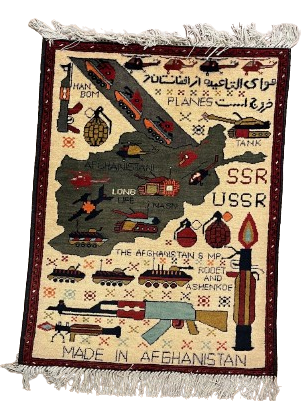 Afghansk kunst teppe "KRIG" 79 x 61